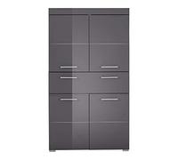 trendteam smart living Armario Alto para baño Amanda, 73 x 132 x 31 cm, en Gris y Gris Agave de Brillo Intenso, con cajón y abundante Espacio de Almacenamiento