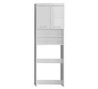 trendteam smart living Armario de baño Alto para Lavadora Amanda, 63 x 187 x 24 cm, en Blanco y Blanco de Brillo Intenso, con abundante Espacio de Almacenamiento