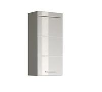 trendteam smart living Armario de Pared suspendido para baño Amanda, 37 x 77 x 23 cm, en Blanco y Blanco de Brillo Intenso, con abundante Espacio de Almacenamiento