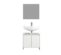 trendteam smart living - Basix - Set de Muebles de baño (WBU y Espejo de baño) - Blanco Mate - 60 x 164 x 28 cm - Ideal para baños pequeños o Invitados - Resistente a los arañazos