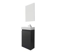 trendteam smart living - Champ - Juego de Muebles de baño Compacto (WBU + Lavabo + Espejo) - Gris - (Ancho x Alto x Profundidad) 40 x 60 x 21/39 x 60 x 2 cm - Resistente a los arañazos