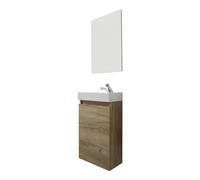 trendteam smart living - Champ - Juego de Muebles de baño Compacto (WBU + Lavabo + Espejo) - Roble Artesano - 40 x 60 x 21/39 x 60 x 2 cm - Resistente a los arañazos