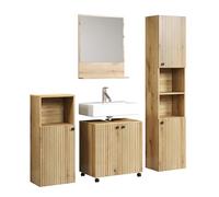 trendteam smart living Combinación de baño Compuesto por: Armario Alto, Armario Debajo del Lavabo, Espejo de Pared y Armario de pie, Material de Madera, marrón, 160 x 190 x 40 cm (Ancho x Alto x
