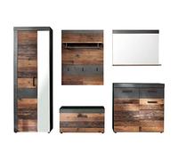 trendteam smart living IndyGD:KO.GraphitGrauMatera, FR.Old Wood, Abs.Graphit Grau Matera-NB,GD-Kombination Mueble, Blanco, 265 x 192 x 109.5 cm