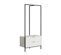 trendteam smart living - Jody - Perchero con 2 prácticos cajones - Blanco Mate/Negro - Perchero Compacto - 85 x 190 x 47 cm - Perchero Independiente con Estructura metálica