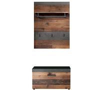 trendteam smart living - Juego de 2 percheros (80 x 192 x 37 cm, frontal Old Wood, cuerpo y suspensión), color gris