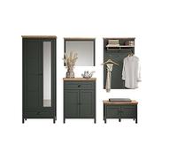 trendteam smart living Juego de 5 Piezas de Color Verde Abeto con Roble Evoke, 261 x 198 x 39 cm (Ancho x Alto x Profundidad)