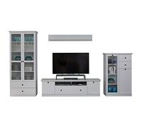 trendteam smart living - Juego de bandejas de madera (369 x 196 x 41 cm) | 369 x 196 x 41 cm (ancho x alto x profundidad) · extensión completa · para televisores de hasta 65 pulgadas · asas de metal