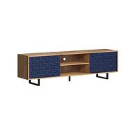 trendteam smart living - Mueble bajo TV - Salón - Sentra - Dimensiones de Montaje (Ancho x Alto x Profundidad) 184 x 52 x 40 cm - Color Azul Oscuro con Roble Artesano - 224031984