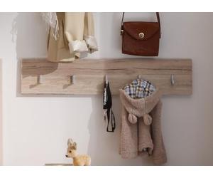 trendteam smart living Perchero Panel Perchero Malea, Estante de Pared, 88 x 18 x 2 cm en Acabado Roble San Remo con Cinco Ganchos para Ropa,
