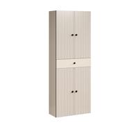 trendteam smart living - PureBliss - Armario Alto - Gris Claro - Armario de baño Ancho con Aspecto de Ranura - 70 x 186 x 31 cm - Armario de baño con Elegantes Asas de Metal - Práctico cajón