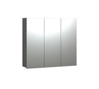 trendteam smart living - PureBliss - Armario con Espejo - Antracita/Evoke Roble - Efecto surco - 9 Compartimentos + 6 estantes - (90 x 80 x 20 cm) - Puerta Central Izquierda y Derecha