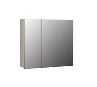 trendteam smart living - PureBliss - Armario con Espejo - Cachemira Gris Claro - Aspecto de surcos - 9 Compartimentos + 6 estantes - 90 x 80 x 20 cm - Puerta Central Izquierda y Derecha