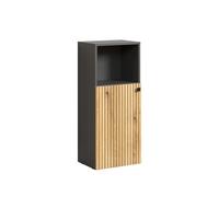 trendteam smart living - PureBliss - Armario de pie - Antracita/Evoke Roble - Aspecto Acanalado - 1 Compartimento Abierto + 1 Estante Eonle - 40 x 95 x 31 cm - Armario de baño con Elegante Mango de