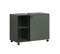 trendteam smart living - PureBliss - Armario para Debajo del Lavabo con Ruedas - Verde - Aspecto de Ranuras - 2 Compartimentos Abiertos + 1 Estante - 80 x 64 x 42 cm - Asas metálicas Elegantes