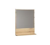 trendteam smart living - PureBliss - Espejo de Pared - Roble Evoke - 60 x 74 x 14 cm - Espejo de baño con Estante de 60 cm - antiarañazos
