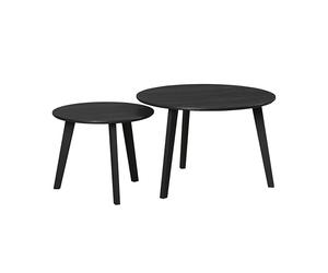 trendteam smart living - Ronin - Mesa de Centro - Negro - 2 mesas Redondas - 50 x 39 x 50/70 x 45 x 70 cm - 2 mesas de Juego - Patas de Madera Maciza