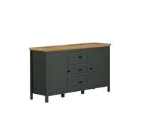 trendteam smart living - Stanton - Aparador - Verde Abeto/Roble Evoke - Cómoda con 4 Compartimentos y 3 cajones de extensión Completa - 146 x 86 x 45 cm - Estilo rústico