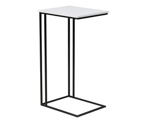 trendteam smart living - Strike - Mesa Auxiliar en práctica Forma de C - Blanco Mate/Negro - Mesita de Noche con diseño Que Ahorra Espacio - 50 x 91 x 40 cm - Mesa Lateral sobre una Estructura