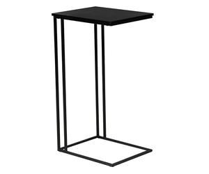 trendteam smart living - Strike - Mesa Auxiliar en práctica Forma de C - Negro - Mesita de Noche con diseño Que Ahorra Espacio - 50 x 91 x 40 cm - Mesa de salón con Estructura metálica Robusta