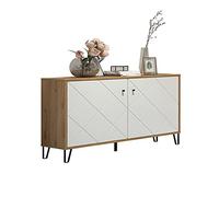 trendteam smart living - Touch - Aparador - Artisan Roble/Blanco - Cómoda | 123 x 76 x 40 cm. Amortiguador de cierre suave. Patas de metal de 12 cm. 2 puertas, 2 estantes