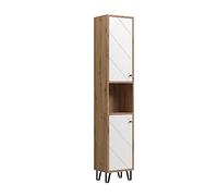 trendteam smart living - Touch - Armario Alto - Artisan Roble/Blanco - 4 Compartimentos Cerrados y 1 Abierto - 36 x 191 x 29 cm - 2 estantes - Resistente a los arañazos