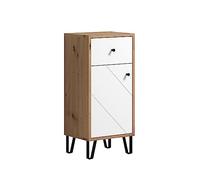 trendteam smart living - Touch - Armario de pie - Artisan Roble/Blanco - 1 cajón y 2 Compartimentos - 36 x 79 x 29 cm - Patas metálicas Modernas - Resistente a los arañazos