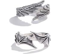 Trendy Angel Demon Rings Ala Simple Unisex para el Amante Pareja Set Amistad Boda Compromiso Anillos Abiertos Practical Treatment