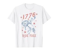 Trendy Apparel 4th of July 1776 Ride Free Cowboy Rodeo Stars Camiseta