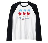 Trendy Apparel 4th of July All American Red Blue Popsicles Camiseta Manga Raglan