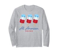 Trendy Apparel 4th of July All American Red Blue Popsicles Manga Larga