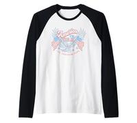 Trendy Apparel 4th of July America '76 USA Let Freedom Ring Camiseta Manga Raglan