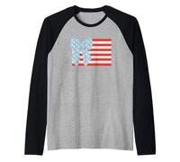 Trendy Apparel 4th of July American Flag Ribbon Stars Bow Camiseta Manga Raglan