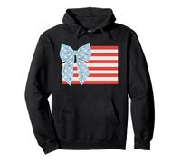 Trendy Apparel 4th of July American Flag Ribbon Stars Bow Sudadera con Capucha