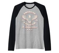 Trendy Apparel 4th of July American Freedom & Independence Camiseta Manga Raglan