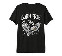 Trendy Apparel 4th of July Born Free '76 Bald Eagle & Stars Camiseta Premium