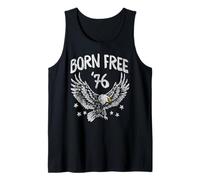 Trendy Apparel 4th of July Born Free '76 Bald Eagle & Stars Camiseta sin Mangas