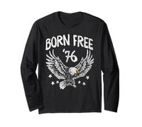 Trendy Apparel 4th of July Born Free '76 Bald Eagle & Stars Manga Larga