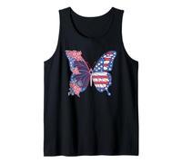 Trendy Apparel 4th of July Butterfly Floral & USA Flag Wings Camiseta sin Mangas