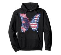 Trendy Apparel 4th of July Butterfly Floral & USA Flag Wings Sudadera con Capucha