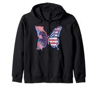 Trendy Apparel 4th of July Butterfly Floral & USA Flag Wings Sudadera con Capucha