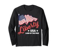 Trendy Apparel 4th of July Liberty USA Land of The Free Manga Larga