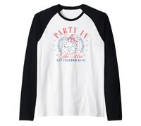 Trendy Apparel 4th of July Party In The USA Let Freedom Ring Camiseta Manga Raglan