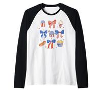 Trendy Apparel 4th of July Red White & Blue Bows & Snacks Camiseta Manga Raglan