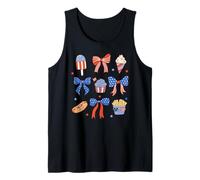 Trendy Apparel 4th of July Red White & Blue Bows & Snacks Camiseta sin Mangas