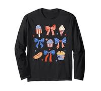 Trendy Apparel 4th of July Red White & Blue Bows & Snacks Manga Larga