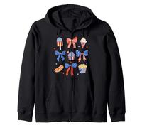 Trendy Apparel 4th of July Red White & Blue Bows & Snacks Sudadera con Capucha