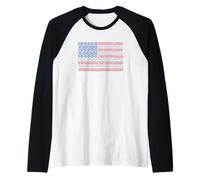 Trendy Apparel 4th of July Roses & Floral USA American Flag Camiseta Manga Raglan