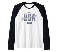 Trendy Apparel 4th of July USA America Since 1776 Bold Text Camiseta Manga Raglan