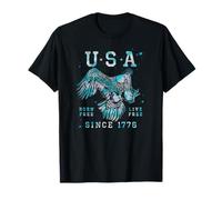 Trendy Apparel 4th of July USA Born Free Live Free 1776 Camiseta